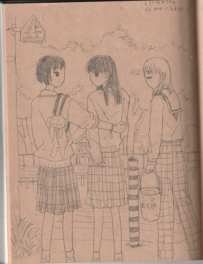 三人組の女の子の学生のイラスト