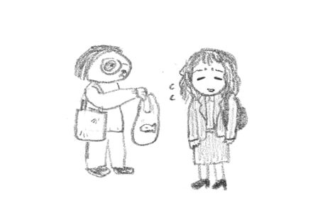 鯛焼きを落とし落ち込む女性のイラスト